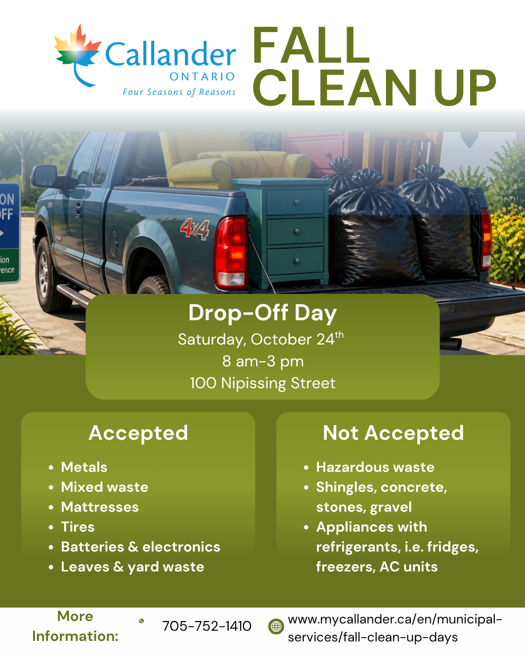 Drop-Off Day is Saturday, October 24